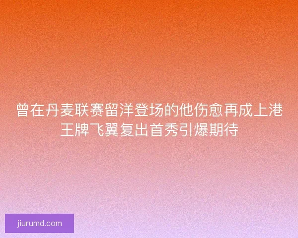 曾在丹麦联赛留洋登场的他伤愈再成上港王牌飞翼复出首秀引爆期待
