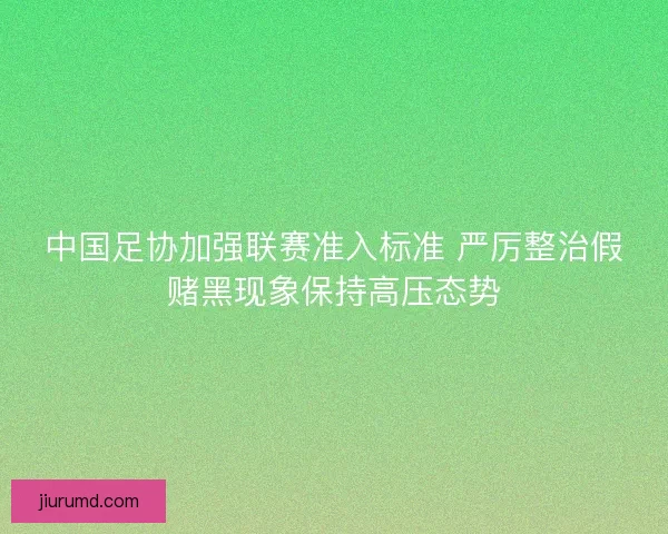 中国足协加强联赛准入标准 严厉整治假赌黑现象保持高压态势 中国足协加强联赛准入标准 严厉整治假赌黑现象保持高压态势